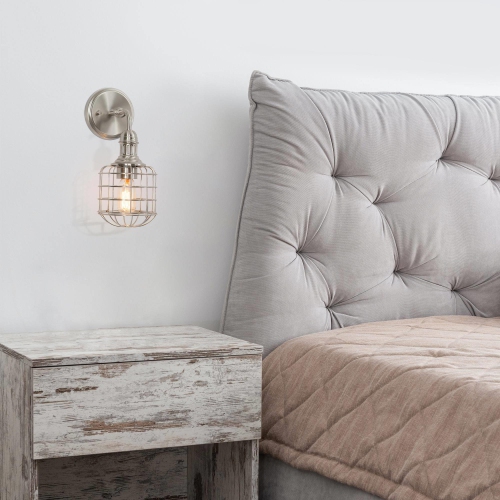 1-Light Cage Brushed Nickel Wall Sconce