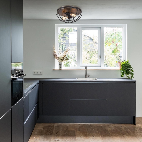 2-Light Cage Wood Grain Flush Mount Light