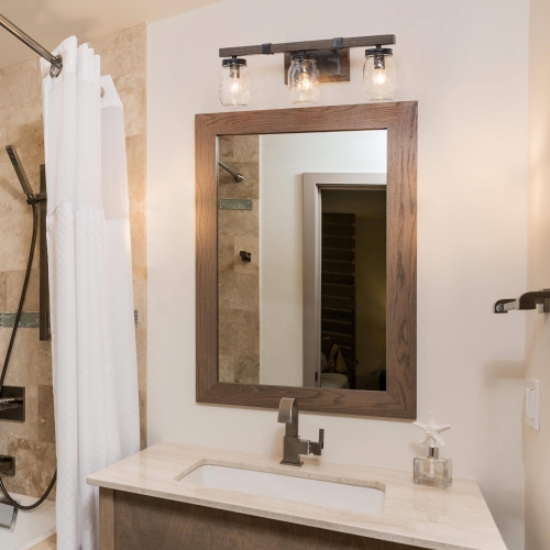 3-Light Mason Jar Glass Bathroom Vanity Light