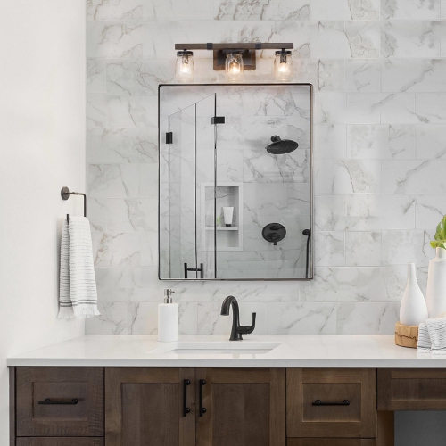 3-Light Mason Jar Glass Bathroom Vanity Light