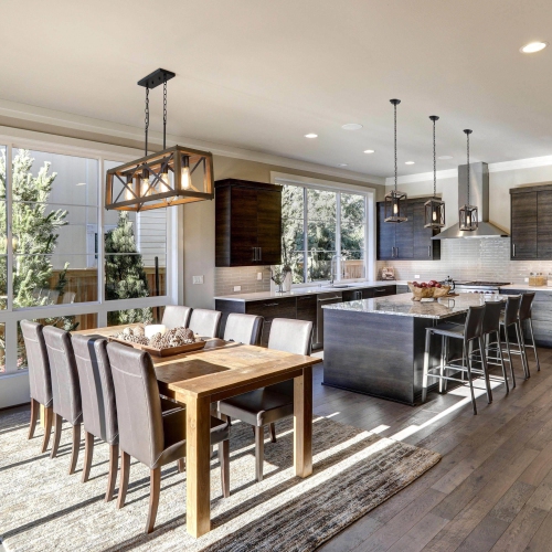 4-Light Rectangle Wood Chandelier Island Light