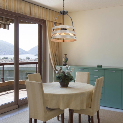 4-Light Shabby Chic Drum Chandelier for Dining Room