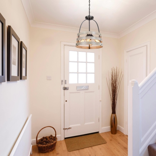 4-Light Shabby Chic Drum Chandelier for Dining Room