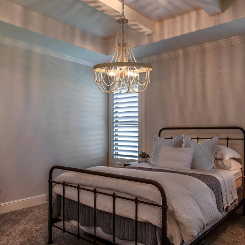 4-Light Boho Lantern Chandelier with Wood Beads