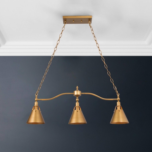 LNC  3-Light Linear Cone Island Light In Gold