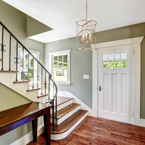 3-Light Gold Cylinder Foyer Chandelier for Dining Room