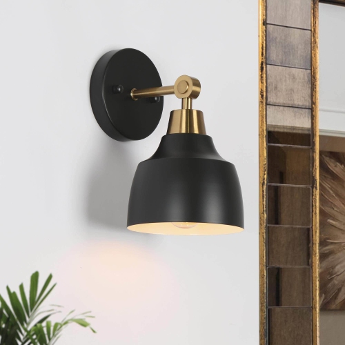 LNC  1-Light Modern Gold Dome Wall Sconce In Black