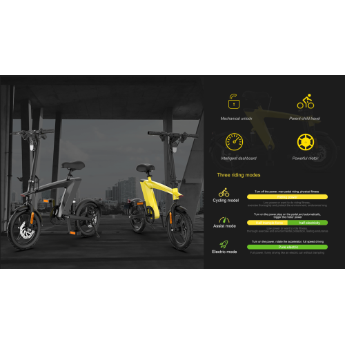 HX H1 Fly Fish 14 Inch Foldable E-Bike, Light Weight, LCD Display, Dual Suspension, 36V 10Ah Large Battery, 25KM/H Speed, Up to 75KM Range with Padel