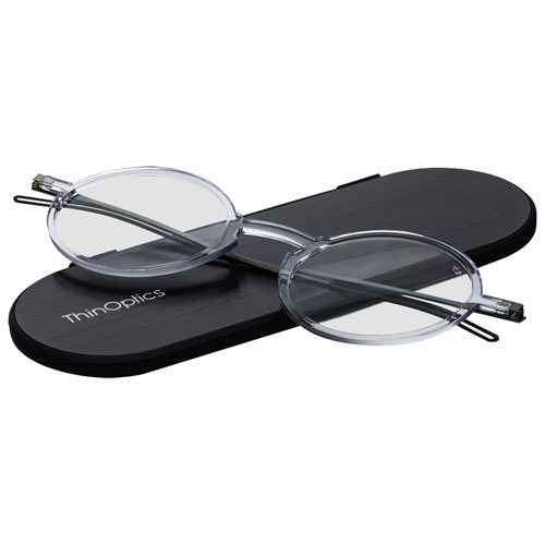 ThinOptics Manhattan Reading Glasses with Milano Case - 1.5 Strength - Clear