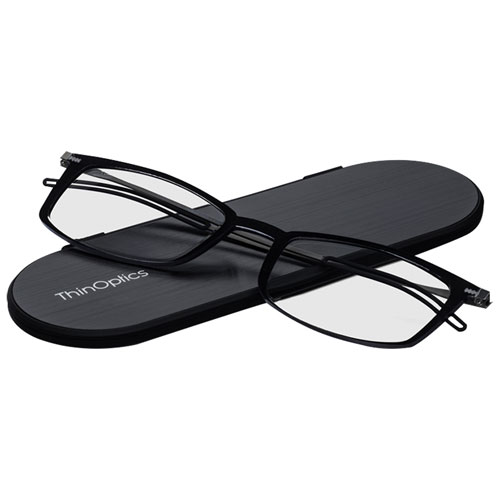 ThinOptics Brooklyn Reading Glasses with Milano Case - 1.0 Strength - Black