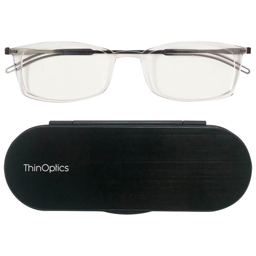 ThinOptics Brooklyn Reading Glasses with Milano Case - 1.0 Strength - Clear