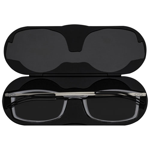 ThinOptics Brooklyn Reading Glasses with Milano Case - 1.0 Strength - Clear