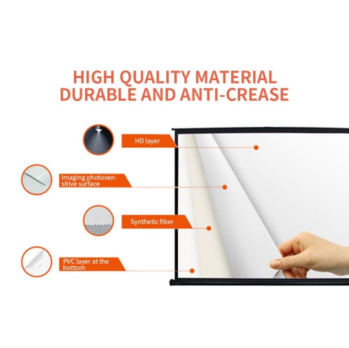 50-inch 4:3 Mobile Screen Table Top Portable Projector Screen Projector Screen Floor-Standing Projection Screen for Office S