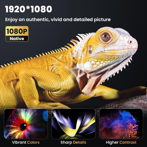 Full HD Supported Mini Movie Projector 1080P Bluetooth Portable for Home Theater Work with TV Stick Android/iPhone Tablet, Laptop, PS5, Xbox HDMI VGA