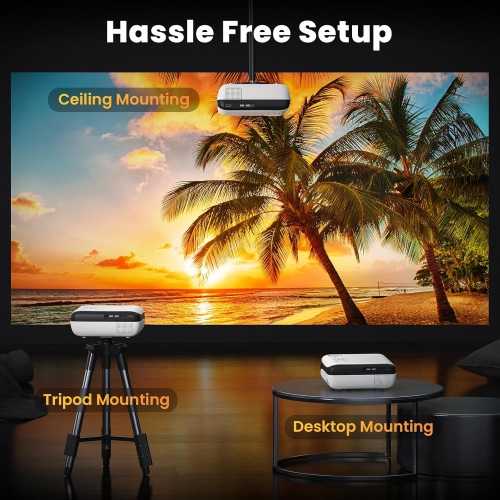 Full HD Supported Mini Movie Projector 1080P Bluetooth Portable for Home Theater Work with TV Stick Android/iPhone Tablet, Laptop, PS5, Xbox HDMI VGA