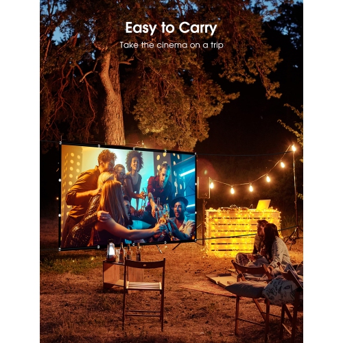 Projector Screen 120 Inch 16:9 HD 4K Foldable Anti-Crease Portable Projection Movies Screen Support Front Rear Projection fo