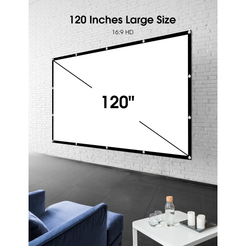 Projector Screen 120 Inch 16:9 HD 4K Foldable Anti-Crease Portable Projection Movies Screen Support Front Rear Projection fo