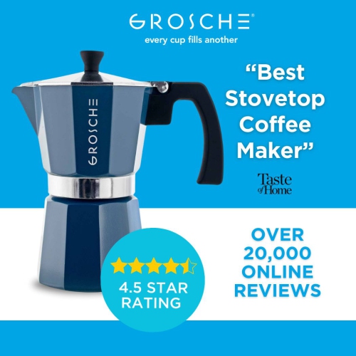 GROSCHE MILANO Stovetop Espresso Maker 6 Espresso Cups Moka Pot | Home Espresso Coffee Maker - Blue