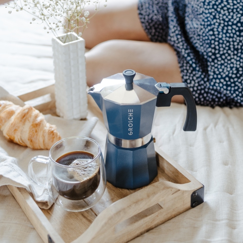 GROSCHE MILANO Stovetop Espresso Maker 6 Espresso Cups Moka Pot | Home Espresso Coffee Maker - Blue