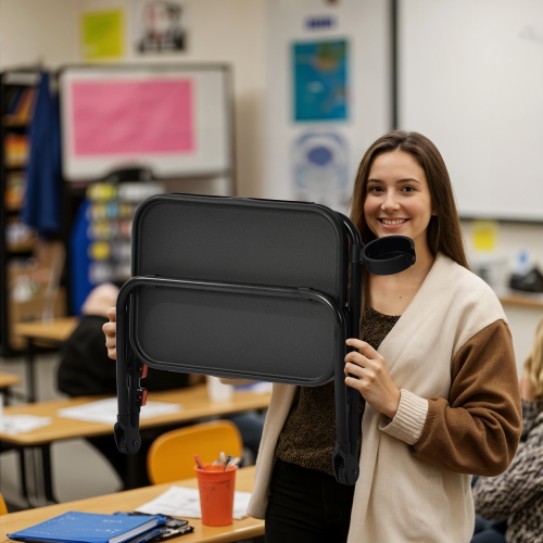 Homy Casa Folding Black Table with Cup Holder for Patio or Balcony