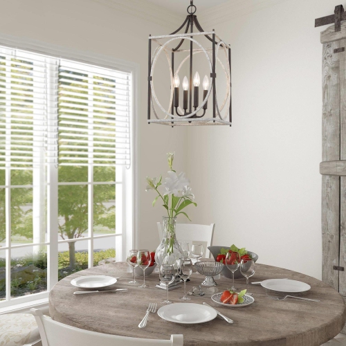 4-Light Lantern Cage Candle Chandelier