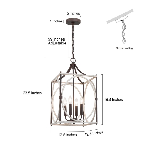4-Light Lantern Cage Candle Chandelier