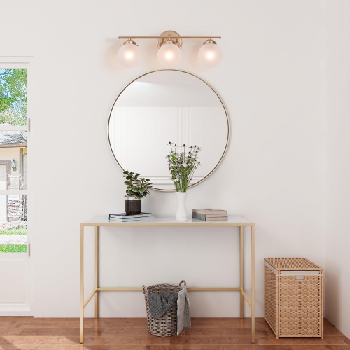 3-Light Modern Gold Frosted Glass Bathroom Vanity Light