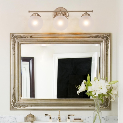 3-Light Modern Gold Frosted Glass Bathroom Vanity Light
