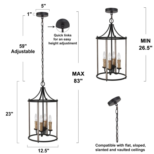 4-Light Cage Candle Pendant Light