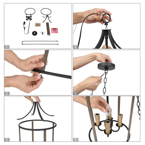 4-Light Cage Candle Pendant Light