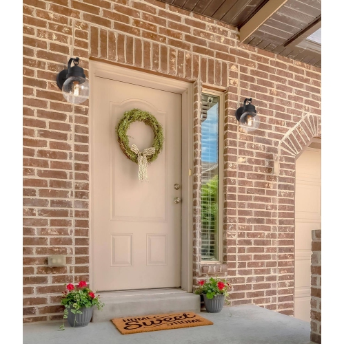 1-Light Modern Black Globe Outdoor Wall Sconce