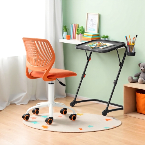 HOMY CASA  Adjustable Folding Laptop Desk With Cup Holder – In Black