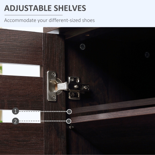 HOMCOM – Armoire à chaussures étroite avec 2 portes à lattes, armoire de rangement moderne pour chaussures avec tablettes réglables pour entrée,