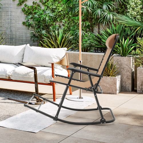 Chaise berçante pliante de patio de Costway, repose-pieds léger, extérieur