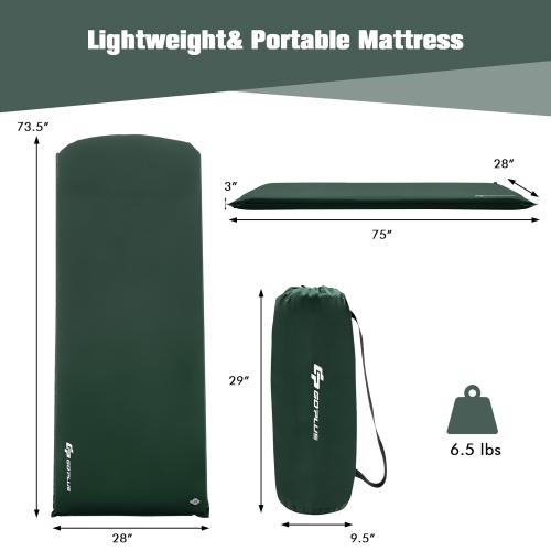 Costway Portable & Lightweight Folding Foam Sleeping Cot for Camping