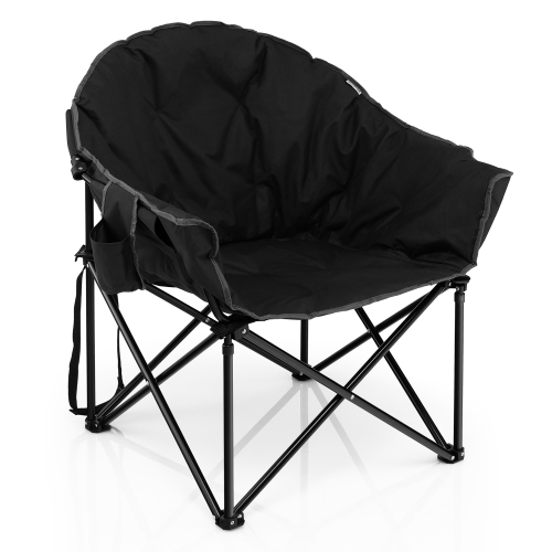 Costway Folding Camping Moon Padded Chair with Carry Bag Cup Holder  Portable