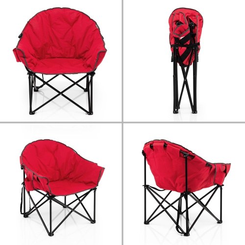 Costway Folding Camping Moon Padded Chair with Carry Bag Cup Holder Portable