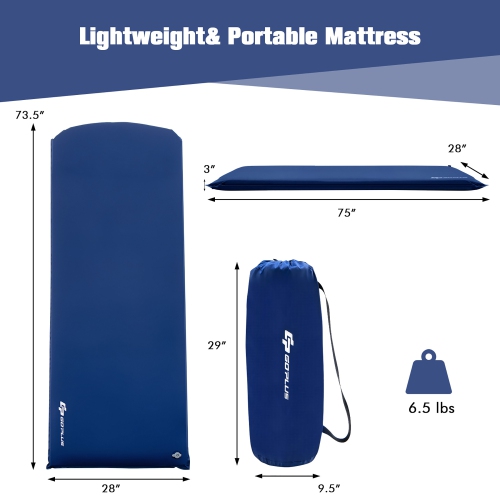 Costway Portable & Lightweight Folding Foam Sleeping Cot for Camping