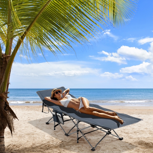 Costway Folding Retractable Travel Camping Cot w/Removable Mattress & Carry Bag