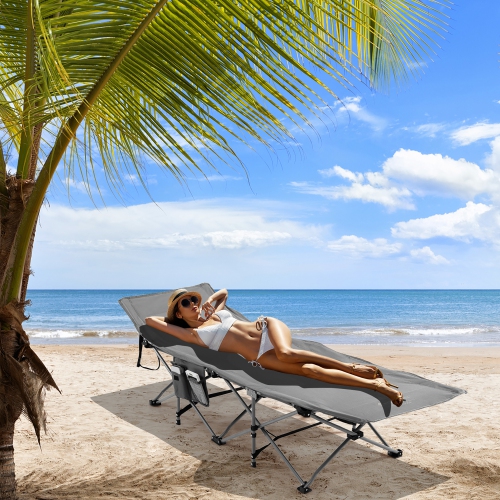 Costway Folding Retractable Travel Camping Cot w/Removable Mattress & Carry Bag