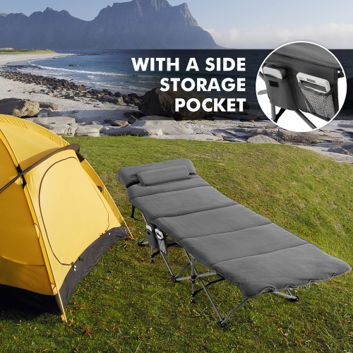 Costway Folding Retractable Travel Camping Cot w/Removable Mattress & Carry Bag