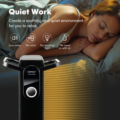 Costway 1500W Electric Space Heater Oil Filled Radiator Heater W/ Foldable Rack