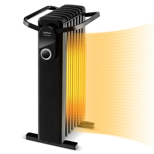 Costway 1500W Electric Space Heater Oil Filled Radiator Heater W/ Foldable Rack