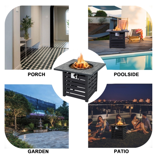 Costway 32" Square Propane Fire Pit Table for Patio w/Lava Rocks Rain Cover 50,000 BTU