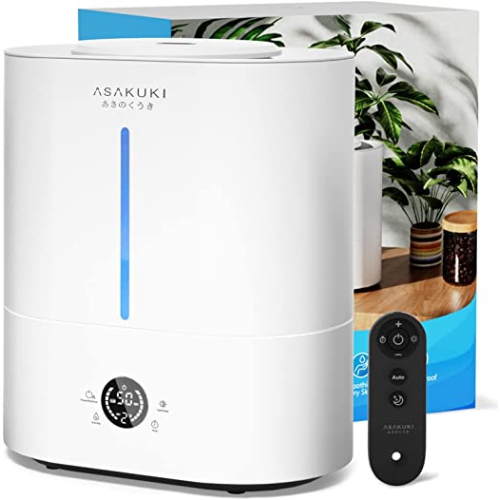 ASAKUKI Humidifiers, Top Fill Cool Mist Humidifier with Humidity Sensor