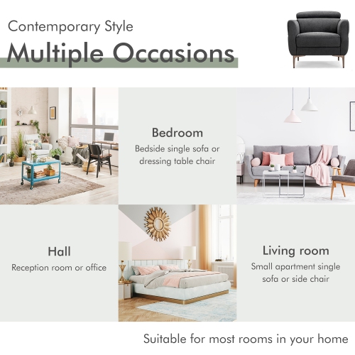 Fauteuil d'appoint rembourré moderne Costway avec sofa et appuie-tête réglable