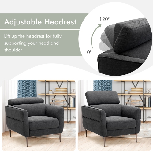 Fauteuil d'appoint rembourré moderne Costway avec sofa et appuie-tête réglable