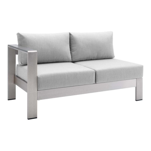 MODWAY  Shore Sunbrella Fabric Outdoor Patio Left Arm Loveseat In Silver In Gray