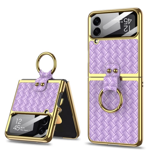 Samsung Z Flip 4 Case with Ring, Galaxy Z Flip 4 Case with Ring, Weave Fabric Business Style Protective Case Designed Samsung Galaxy Z Flip 4 Case,