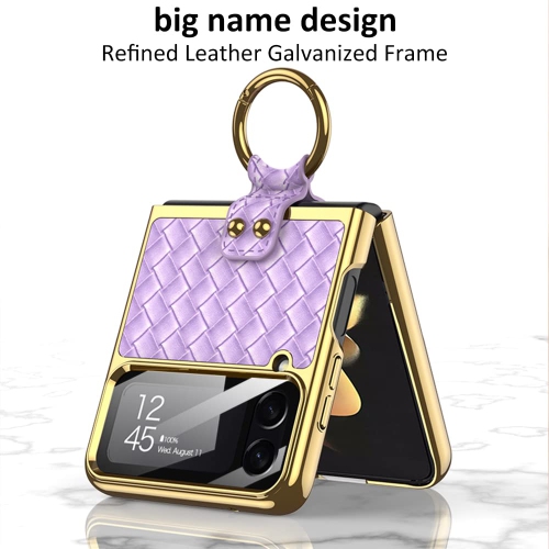 Samsung Z Flip 4 Case with Ring, Galaxy Z Flip 4 Case with Ring, Weave Fabric Business Style Protective Case Designed Samsung Galaxy Z Flip 4 Case,